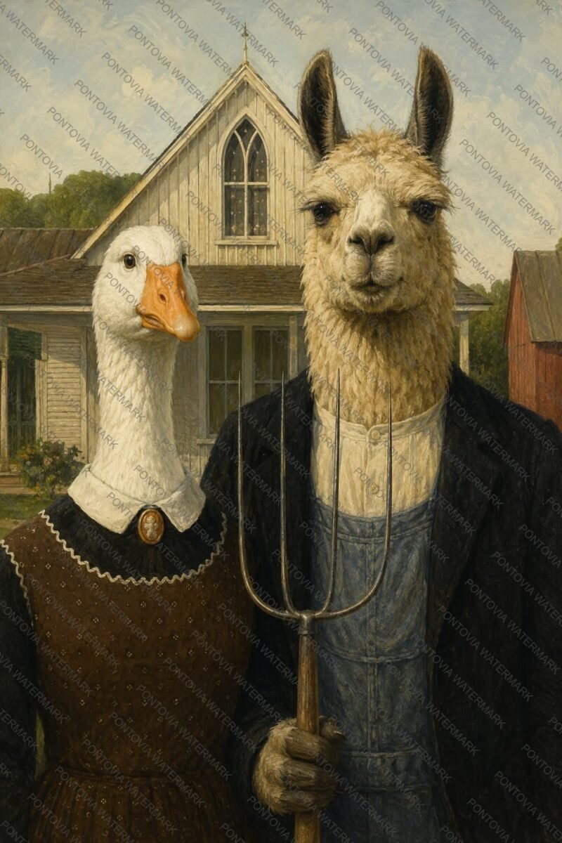American Gothic Llama & Goose